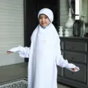 ZAHQA - Mukena Terusan Anak SD 1-3 Abaya Hadramaut Katun Micro Premium Polos Renda Gipper Atiqa