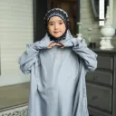 ZAHQA - Mukena Terusan Anak SD 1-3 Abaya Hadramaut Katun Micro Premium Polos Renda Gipper Qisya