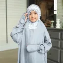 ZAHQA - Mukena Terusan Anak SD 1-3 Abaya Hadramaut Katun Micro Premium Polos Renda Gipper Qisya