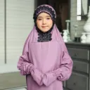 ZAHQA - Mukena Terusan Anak SD 1-3 Abaya Hadramaut Katun Micro Premium Polos Renda Gipper Qisya