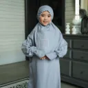 ZAHQA - Mukena Terusan Anak Remaja SD 4-6 Abaya Hadramaut Katun Micro Premium Polos Renda Gipper Hayati