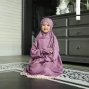 ZAHQA - Mukena Terusan Anak Remaja SD 4-6 Abaya Hadramaut Katun Micro Premium Polos Renda Gipper Hayati