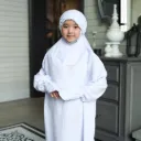 ZAHQA - Mukena Terusan Anak Remaja SD 4-6 Abaya Hadramaut Katun Micro Premium Polos Renda Gipper Hayati